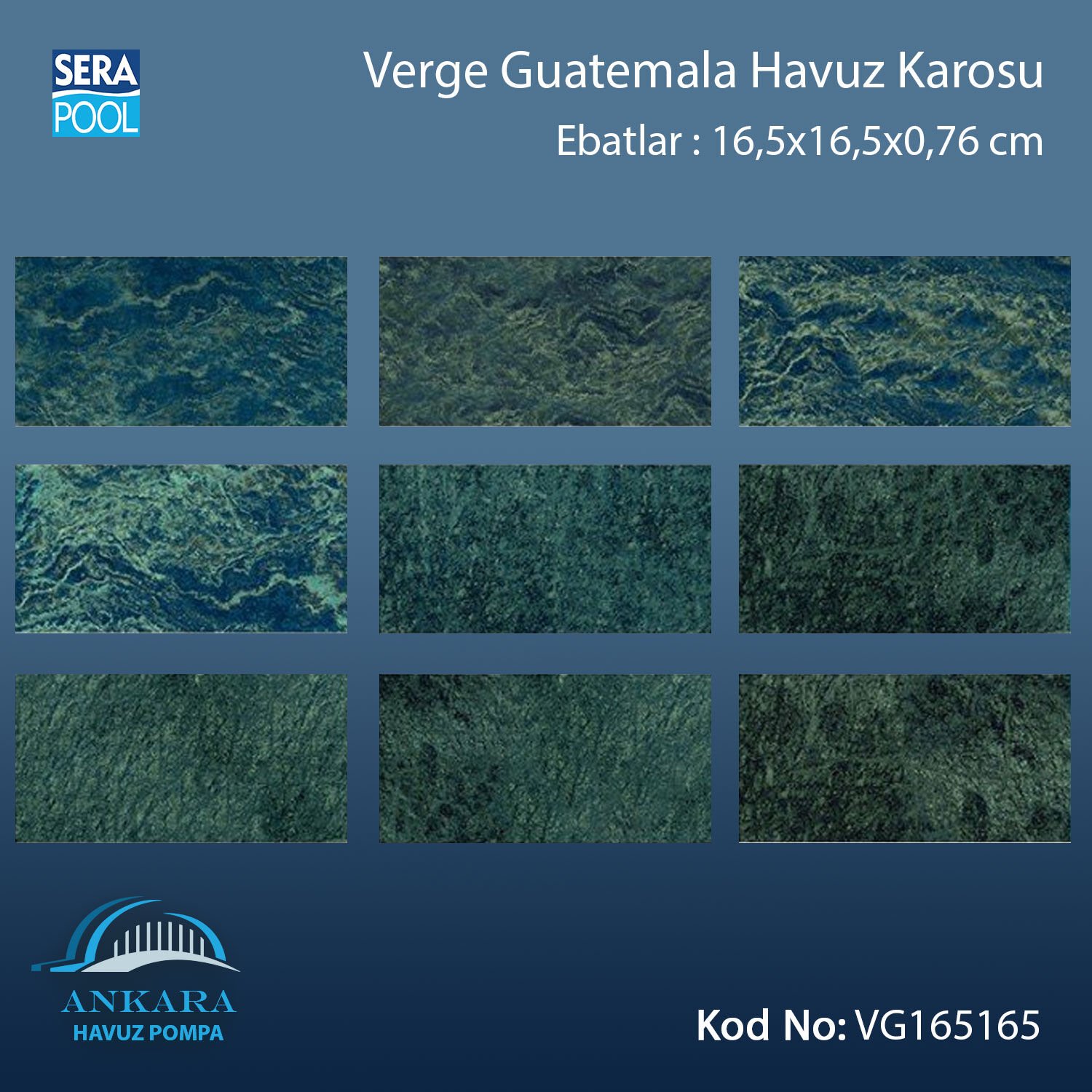 Verde Guatelama (16,5x16,5 cm) Porselen Karo - m² 'si