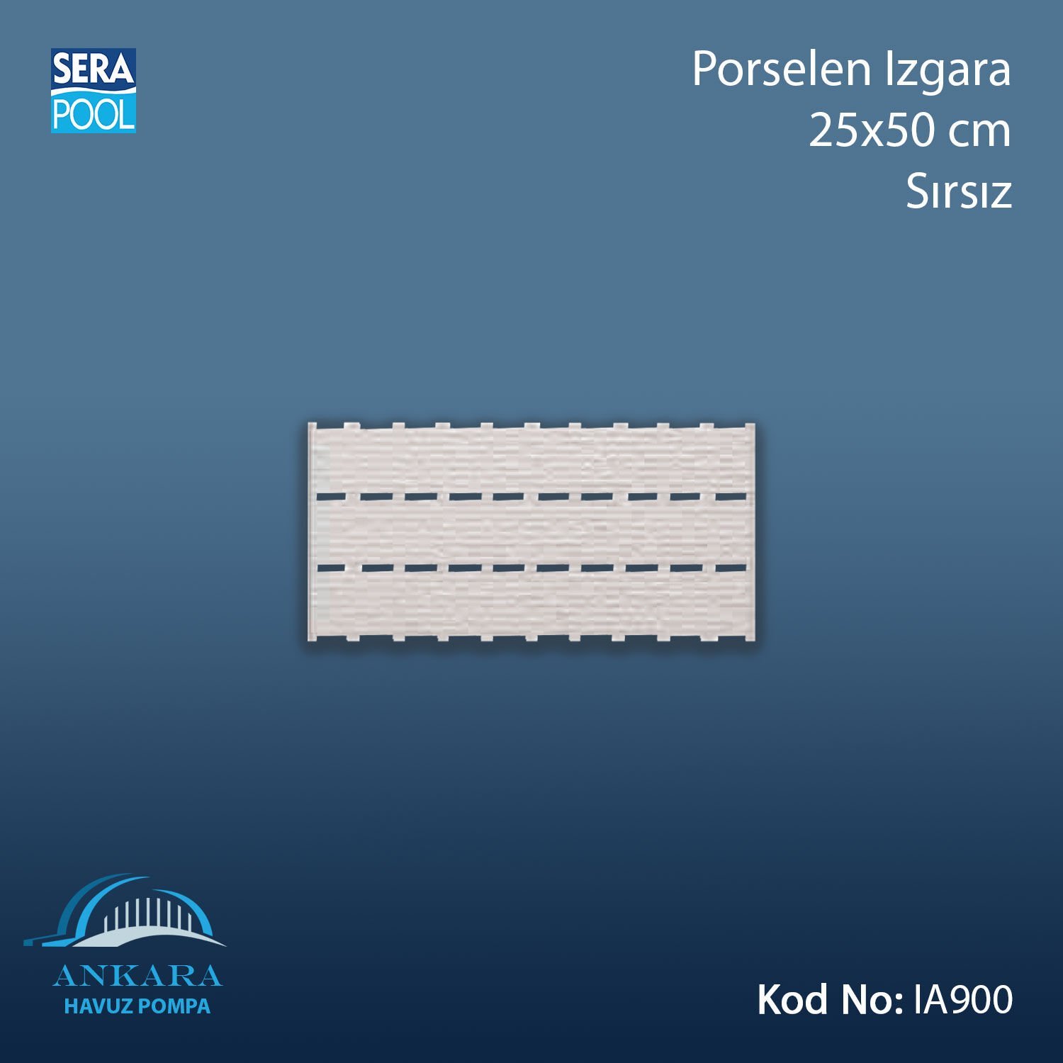 Apache Porselen Izgara - 25x50 cm Sırsız
