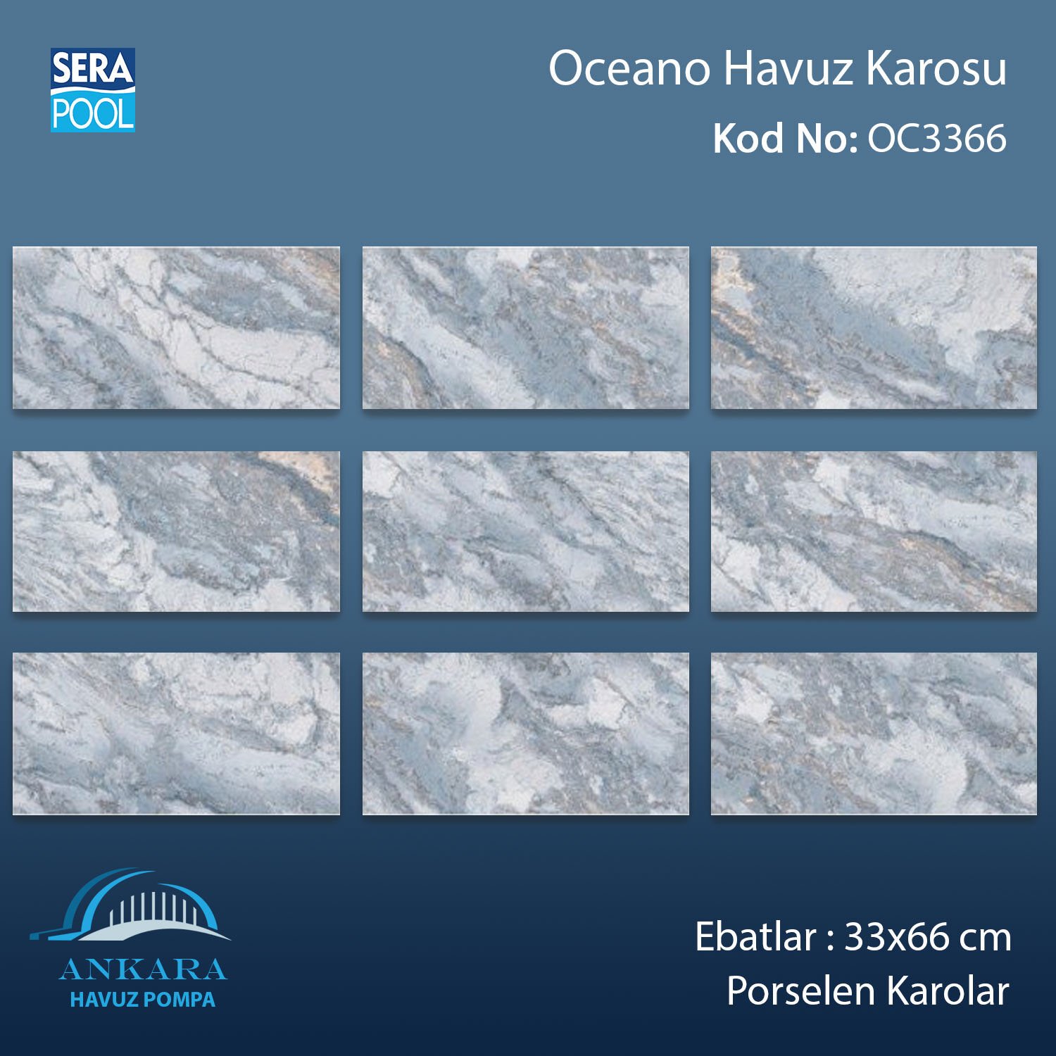 Serapool Oceano Porselen Karo 33x66 cm - m²