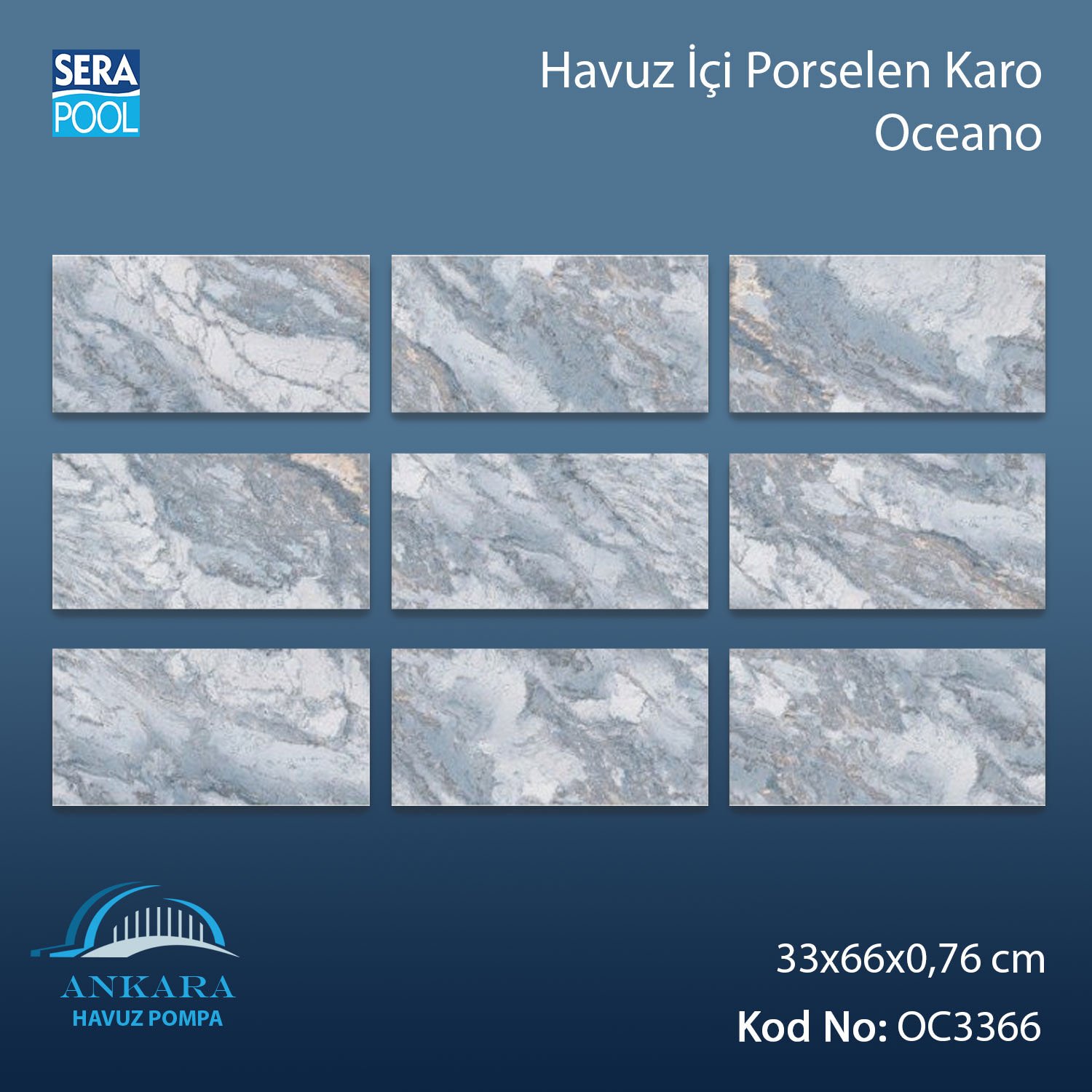 Serapool Oceano ( 33x66 cm ) Porselen Karo - m²'si