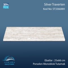 Silver Traverten 33x66x1,80 cm Porselen Monoblok Tutamak