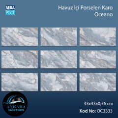 Oceano (33x33 cm) Porselen Karo - m² 'si
