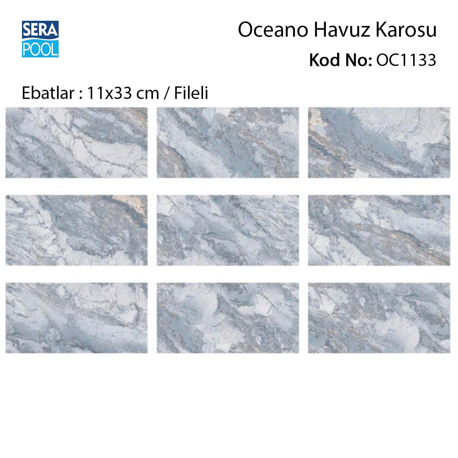Oceano (11x33 cm / Fileli) Porselen Karo - m² 'si