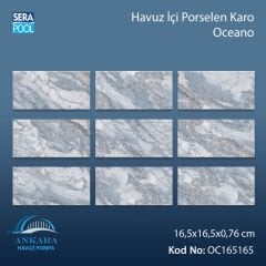 Oceano (16,5x16,5 cm) Porselen Karo - m² 'si