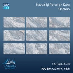 Oceano (10x10 cm / Fileli) Porselen Karo - m² 'si