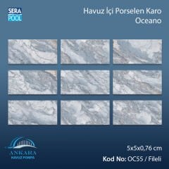 Oceano (5x5 cm / Fileli) Porselen Karo - m²'si