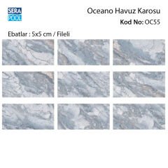 Oceano (5x5 cm / Fileli) Porselen Karo - m² 'si