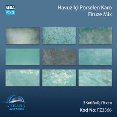 Firuze Mix (33x66x0,76 cm) Porselen Karo - m² 'si