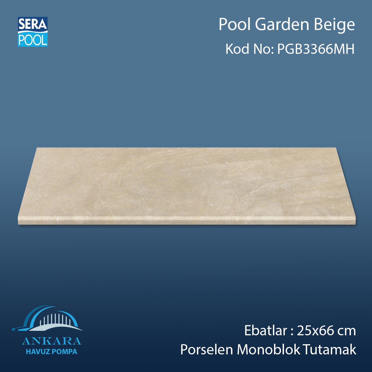 Pool Garden Beige 33x66x1,80 cm Porselen Monoblok Tutamak