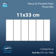 Firuze Mix (11x33 cm / Fileli) Porselen Karo - m² 'si