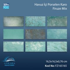 Firuze Mix (16,5x16,5 cm) Porselen Karo - m² 'si