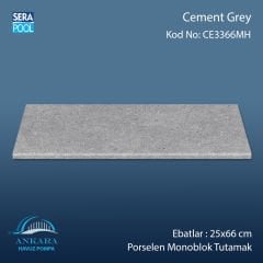 Cement Grey 33x66x1,80 cm Porselen Monoblok Tutamak