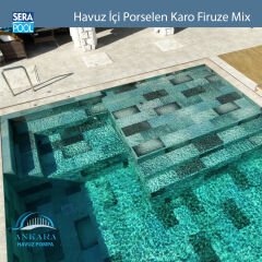 Firuze Mix (10x10 cm / Fileli) Porselen Karo - m² 'si