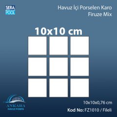 Firuze Mix (10x10 cm / Fileli) Porselen Karo - m² 'si