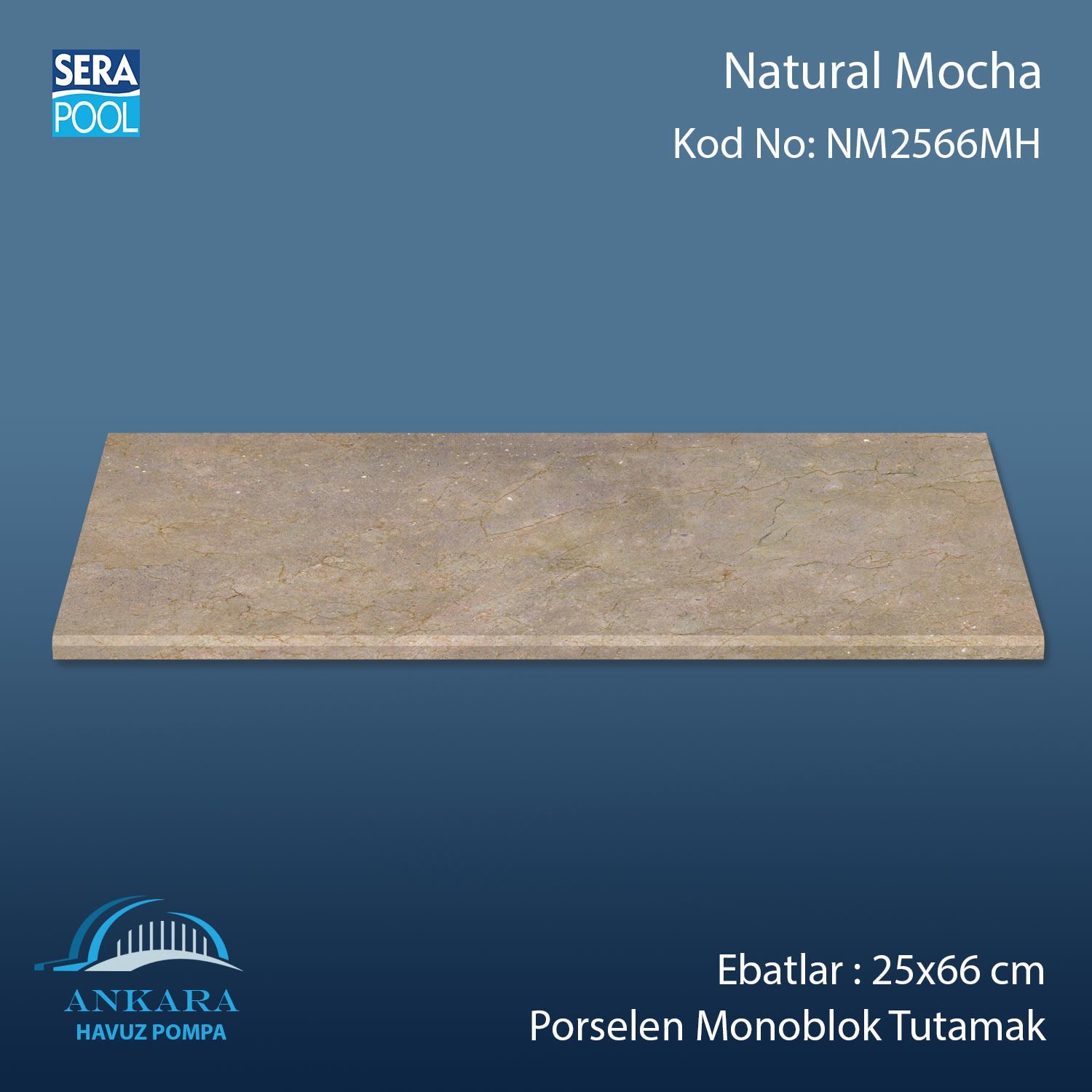 Natural Mocha 25x66x1,80 cm Porselen Monoblok Tutamak