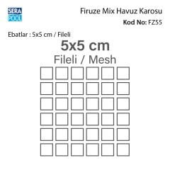 Firuze Mix (5x5 cm / Fileli) Porselen Karo - m² 'si