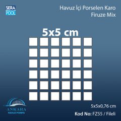Firuze Mix (5x5 cm / Fileli) Porselen Karo - m² 'si