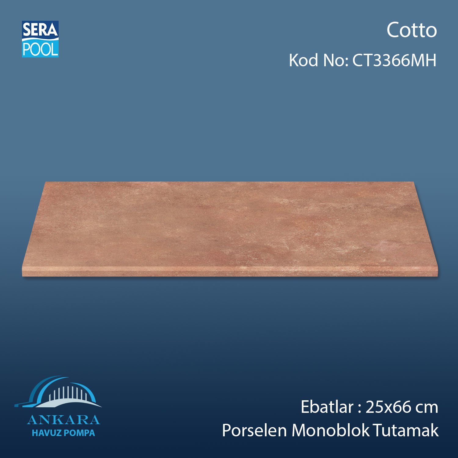 Cotto 33x66x1,80 cm Porselen Monoblok Tutamak