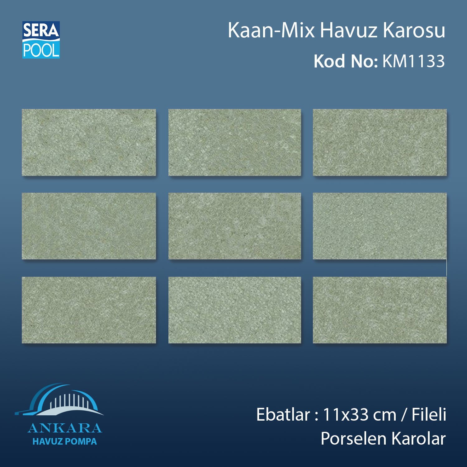 Kaan Mix (11x33 cm / Fileli) Porselen Karo - m² 'si