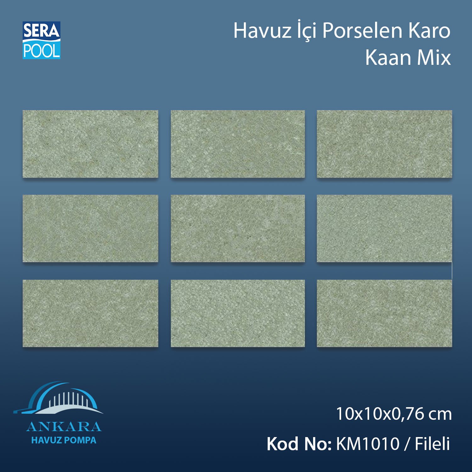 Kaan Mix (10x10 cm / Fileli) Porselen Karo - m² 'si