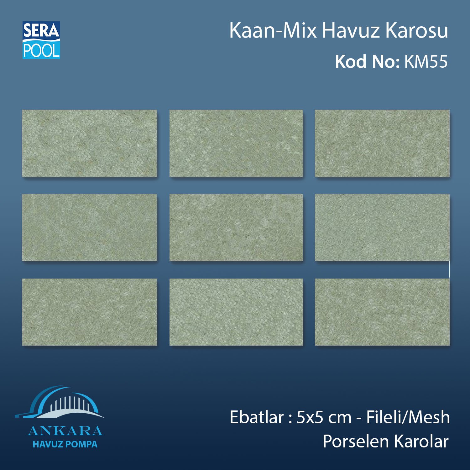 Kaan Mix (5x5 cm / Fileli) Porselen Karo - m² 'si