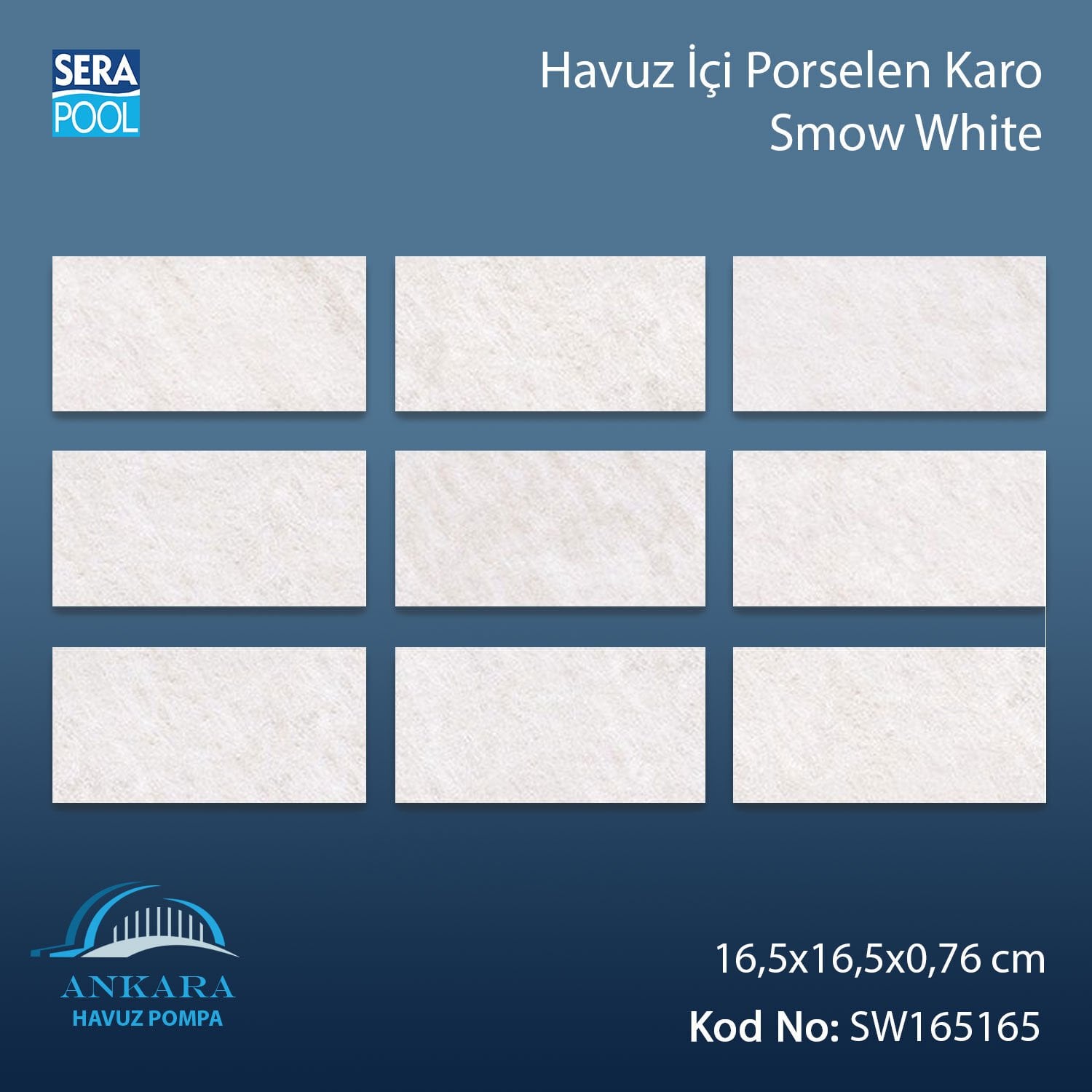 Snow White (16,5x16,5 cm) Porselen Karo - m² 'si