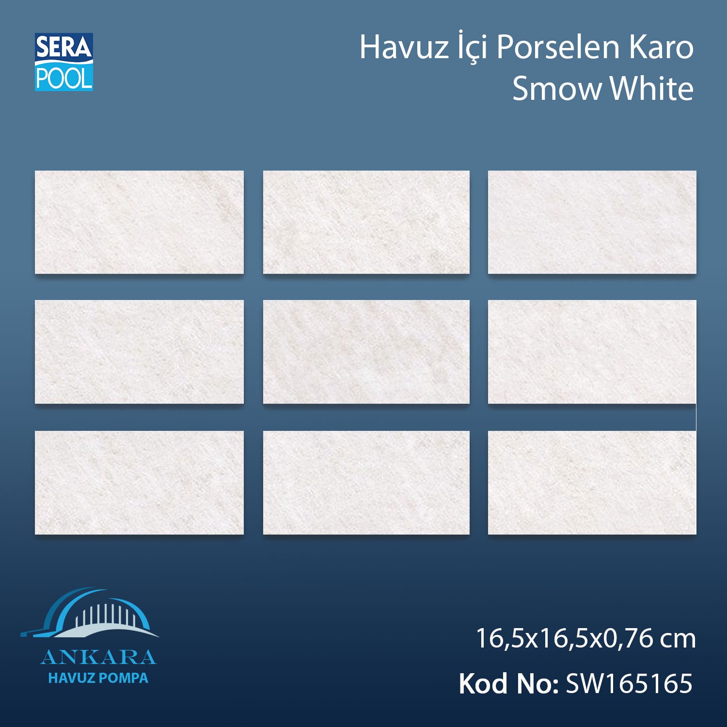 Snow White (16,5x16,5 cm) Porselen Karo - m² 'si