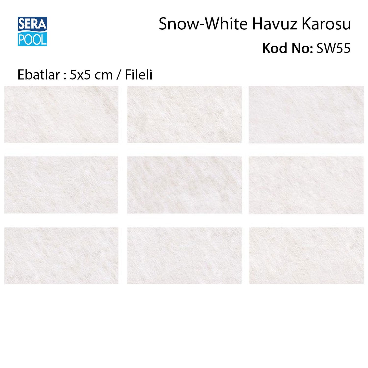 Snow White (5x5 cm / Fileli) Porselen Karo - m² 'si
