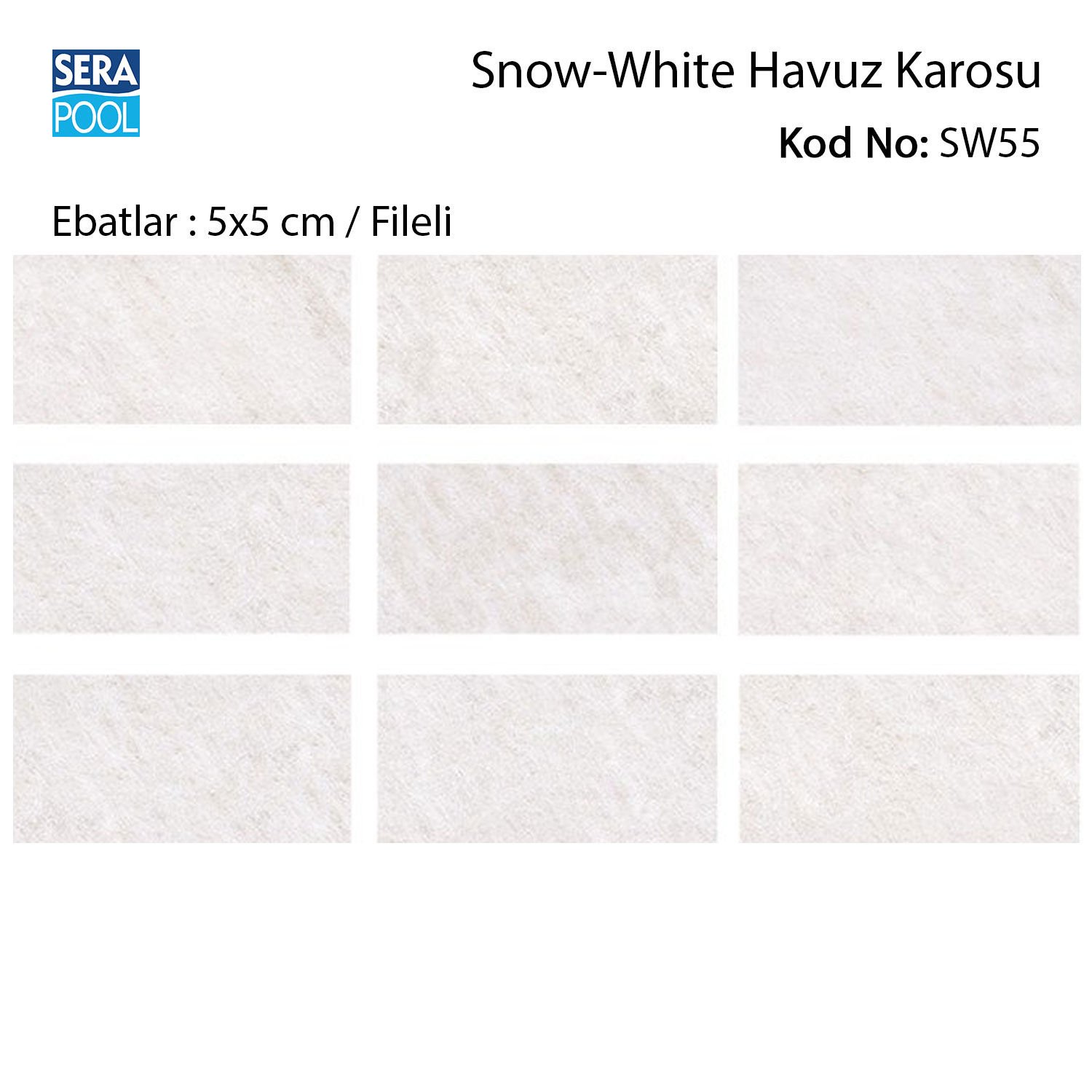 Snow White (5x5 cm / Fileli) Porselen Karo - m² 'si