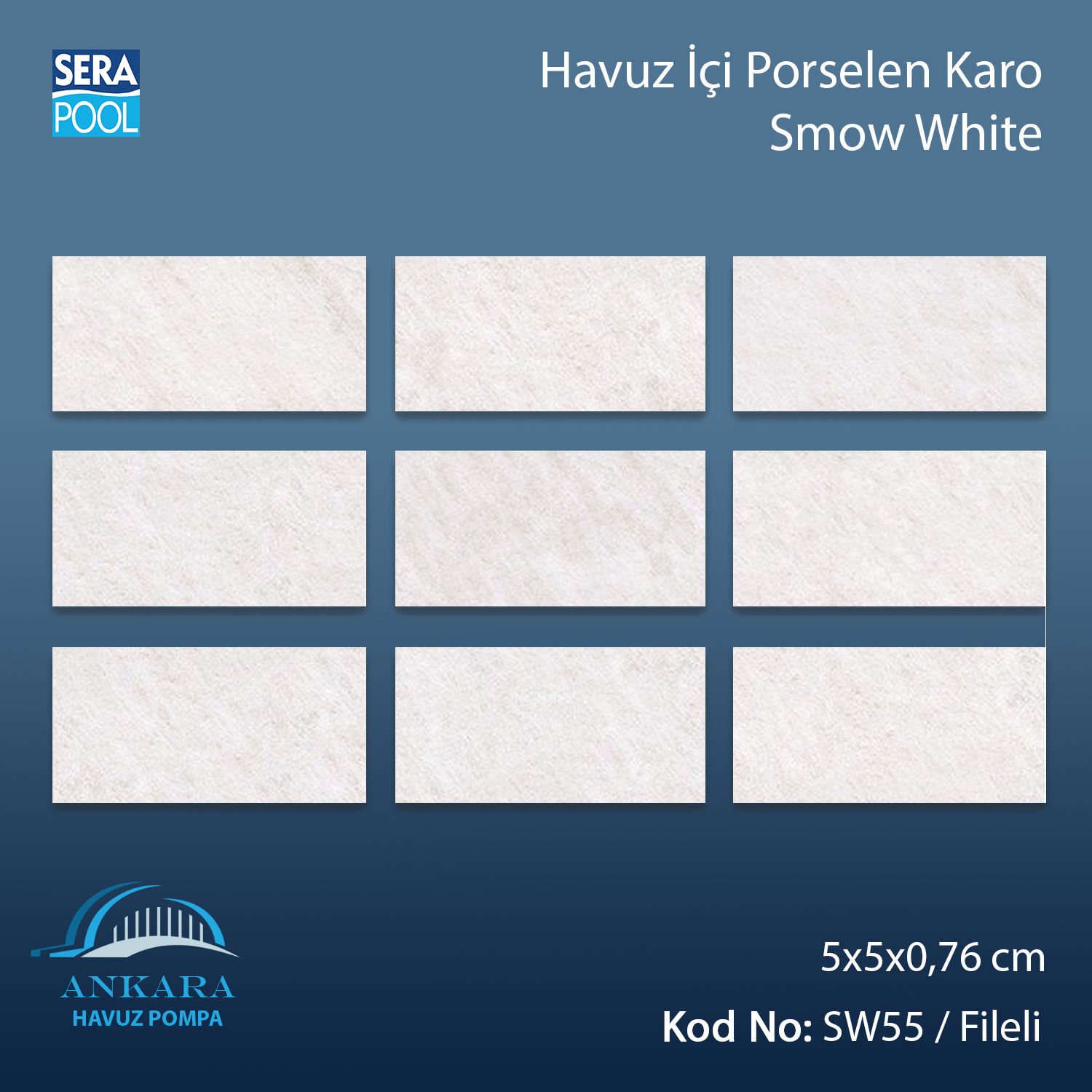 Snow White (5x5 cm / Fileli) Porselen Karo - m² 'si