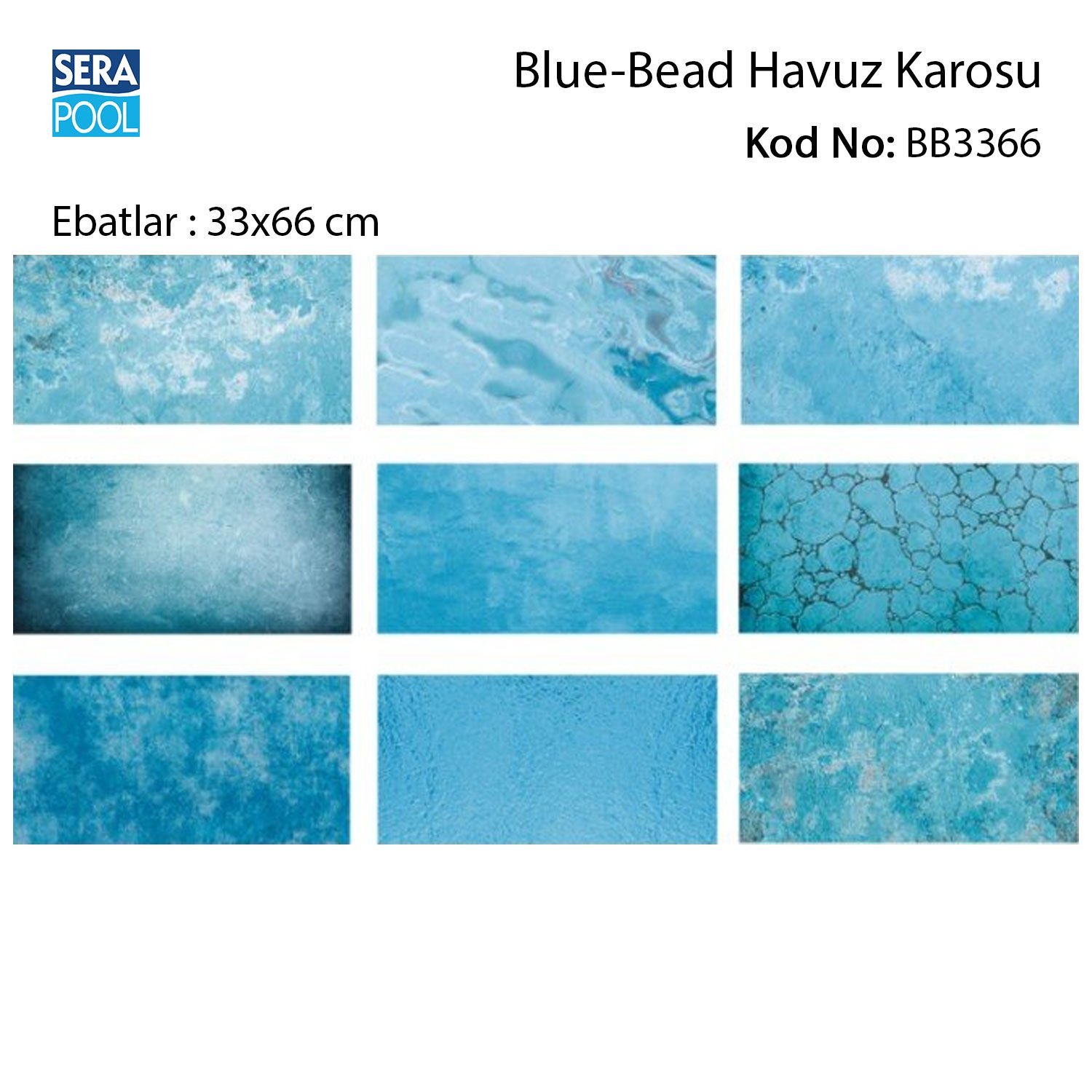 Blue Bead (33x66 cm) Porselen Karo - m² 'si