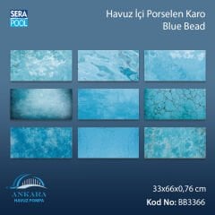 Blue Bead (33x66 cm) Porselen Karo - m² 'si