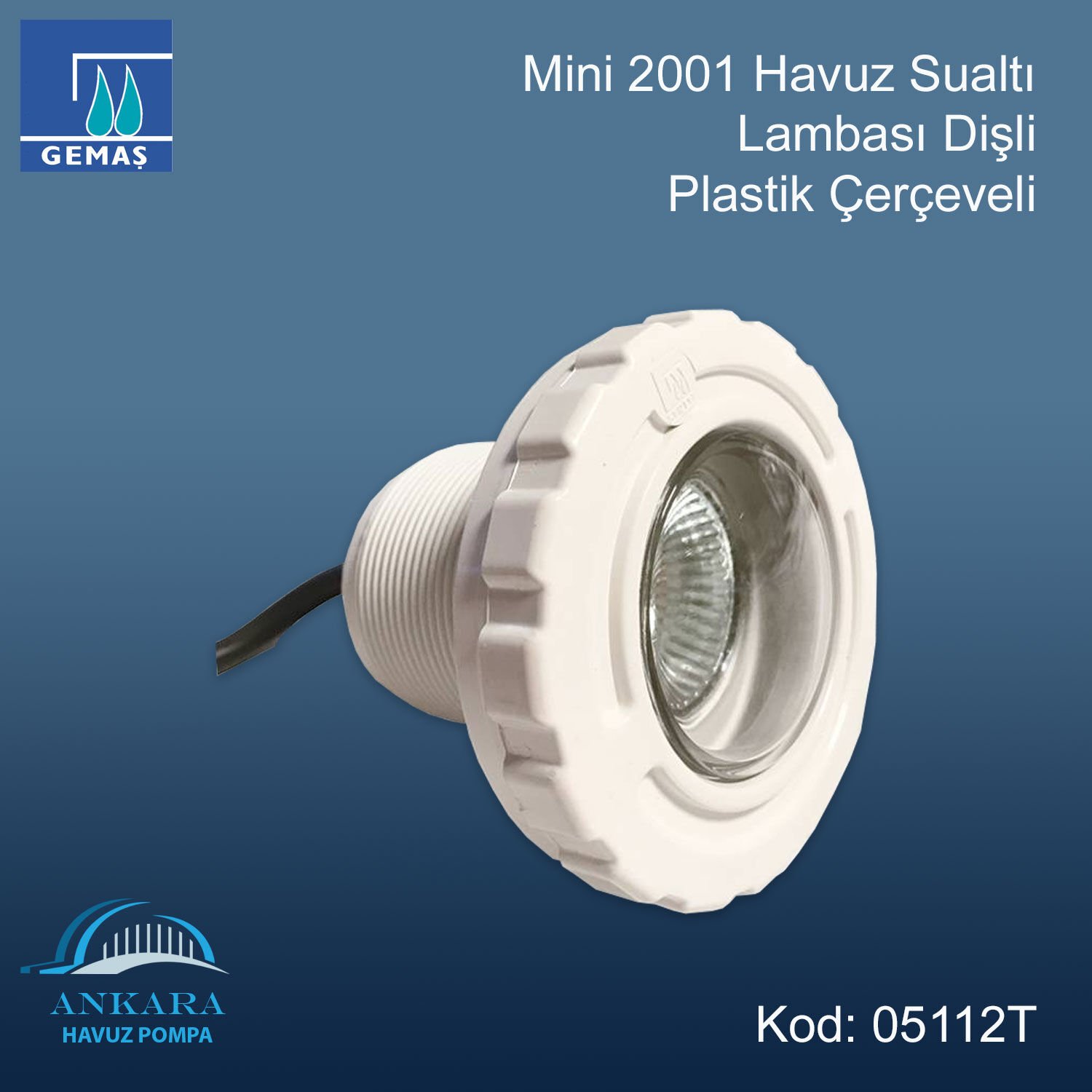 “Mini 2001” Havuz Sualtı Aydınlatma Lambası - Dişli - PLastik Çerçeveli
