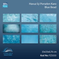 Blue Bead (33x33 cm) Porselen Karo - m² 'si