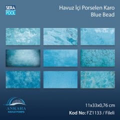 Blue Bead (11x33 cm / Fileli) Porselen Karo - m² 'si