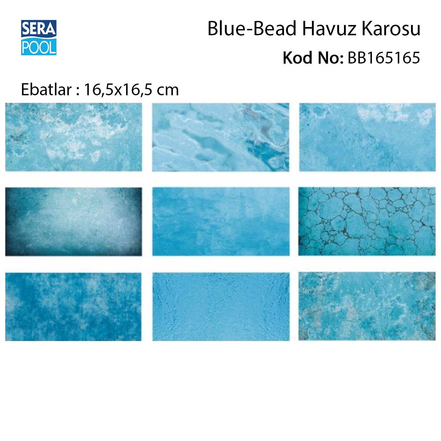 Blue Bead (16,5x16,5 cm) Porselen Karo - m² 'si