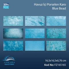 Blue Bead (16,5x16,5 cm) Porselen Karo - m² 'si