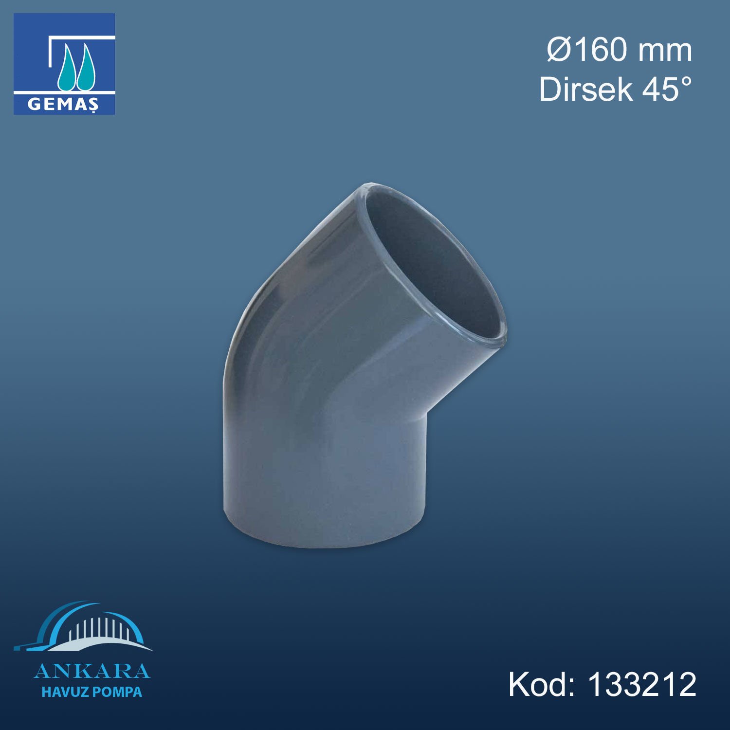 Ø160 mm Dirsek 45°