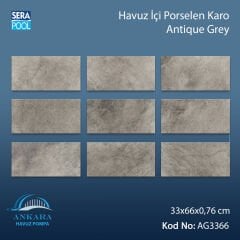 Antique Grey (33x66 cm) Porselen Karo - m² 'si