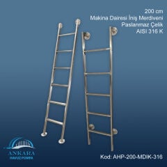 Makina Dairesi İniş Merdiveni 200 cm. Yüksekliğinde 316 Kalite Paslanmaz Çelik