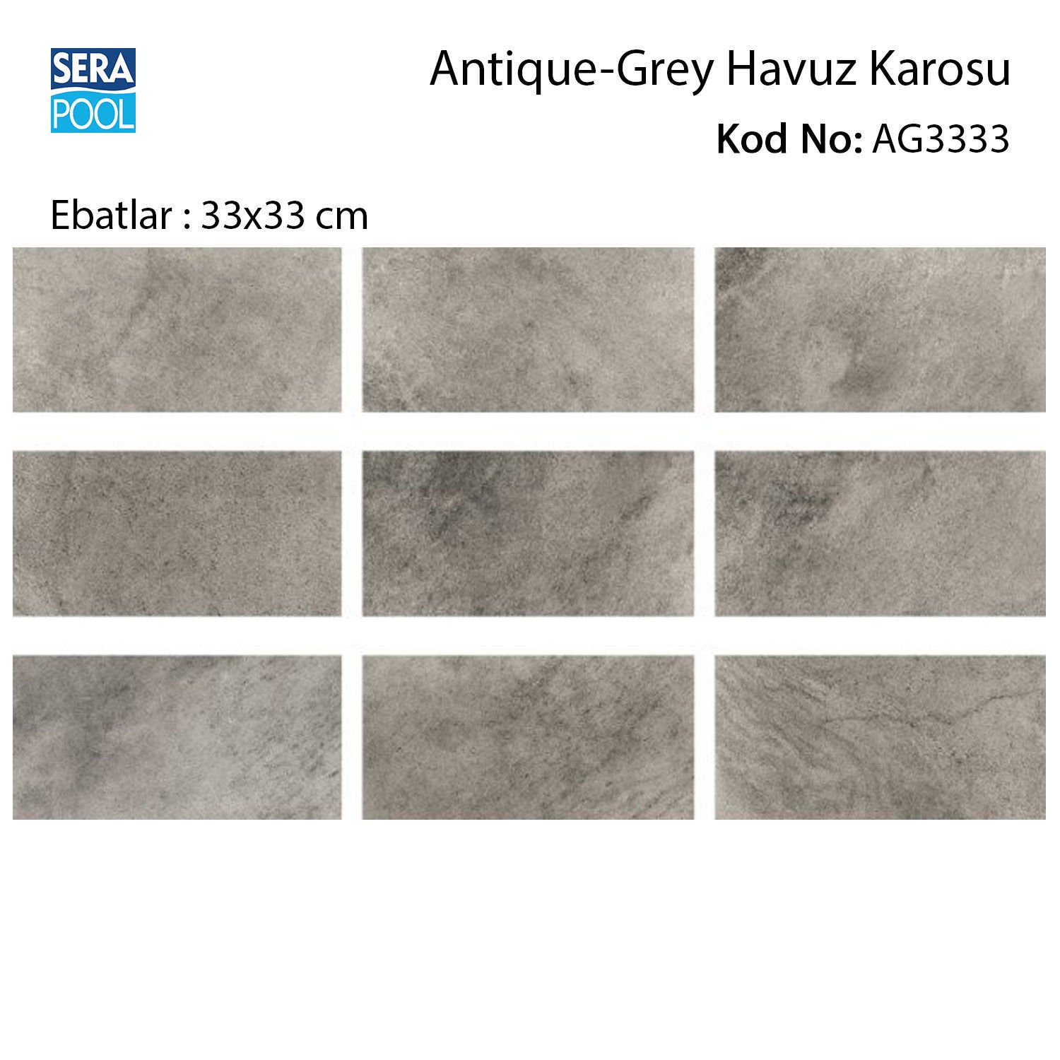 Antique Grey (33x33 cm) Porselen Karo - m² 'si