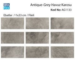 Antique Grey (11x33 cm / Fileli) Porselen Karo - m² 'si