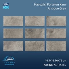 Antique Grey (16,5x16,5 cm) Porselen Karo - m² 'si