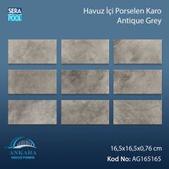 Antique Grey (16,5x16,5 cm) Porselen Karo - m² 'si