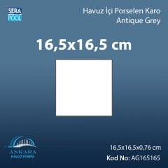 Antique Grey (16,5x16,5 cm) Porselen Karo - m² 'si