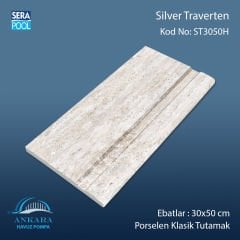 Silver Traverten 30x50 cm Porselen Tutamak