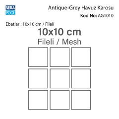 Antique Grey (10x10 cm / Fileli) Porselen Karo - m² 'si