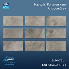 Antique Grey (5x5 cm / Fileli) Porselen Karo - m² 'si