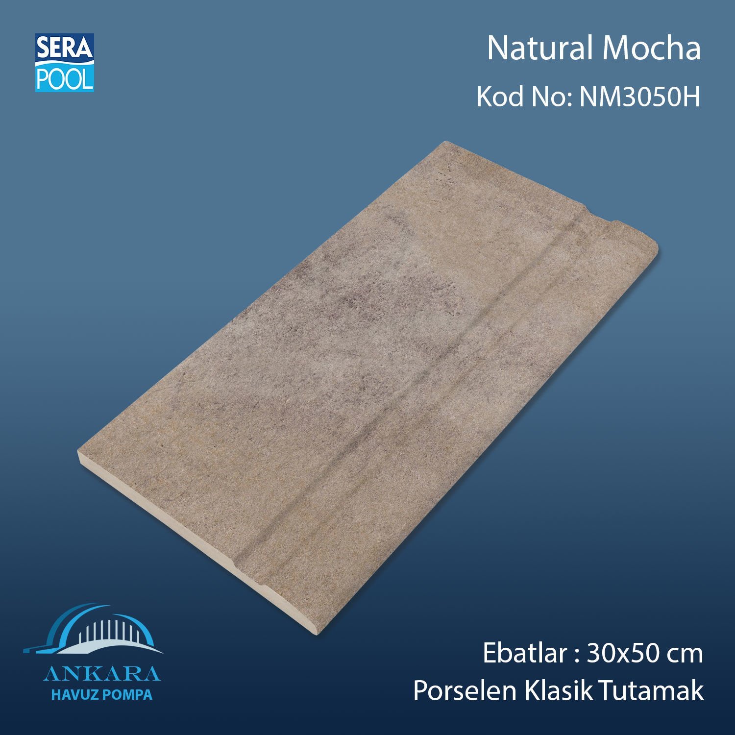 Natural Mocha 30x50 cm Porselen Tutamak