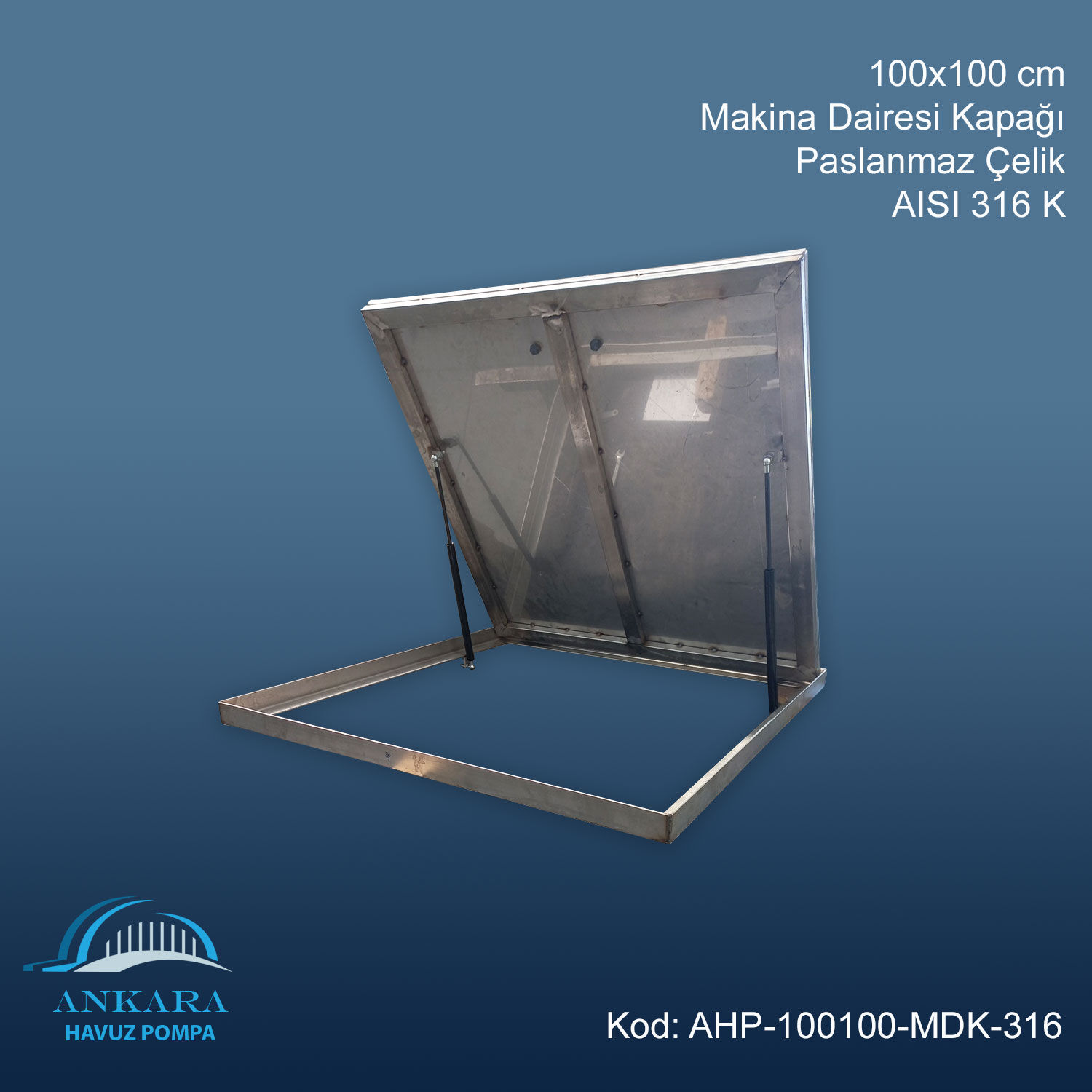 100x100 cm. Makina Dairesi Kapağı 316 Kalite Paslanmaz Çelik